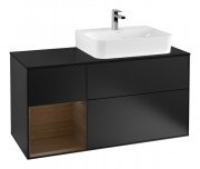 Тумба під раковину Villeroy & Boch Finion 120х50,1 см із підсвічуванням МДФ чорний матовий лак/скло чорне матове F142GNPD