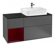 Тумба під раковину Villeroy & Boch Finion 120х50,1 см із підсвічуванням МДФ антрацит матовий лак/скло чорне матове F142HBGK