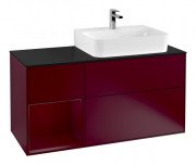 Тумба под раковину Villeroy & Boch Finion 120х50,1 см с подсветкой МДФ пион матовый лак/стекло черное матовое F142HBHB