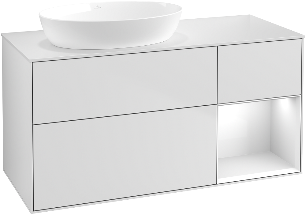 Тумба под раковину Villeroy & Boch Finion 120х50,1 см с подсветкой МДФ белый матовый лак/стекло белое матовое GA51GFMT