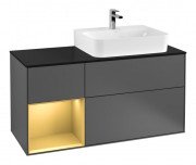 Тумба під раковину Villeroy & Boch Finion 120х50,1 см із підсвічуванням МДФ антрацит матовий лак/скло чорне матове F142HFGK