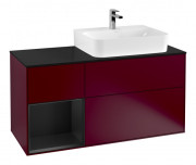 Тумба под раковину Villeroy & Boch Finion 120х50,1 см с подсветкой МДФ пион матовый лак/стекло черное матовое F142PDHB