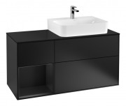 Тумба под раковину Villeroy & Boch Finion 120х50,1 см с подсветкой МДФ черный матовый лак/стекло черное матовое F142PDPD