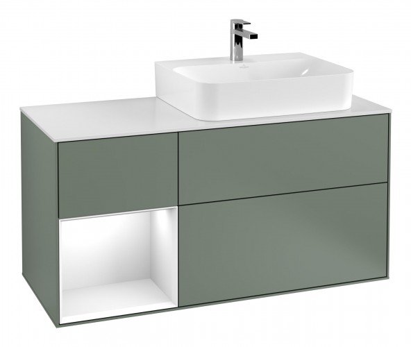 Тумба под раковину Villeroy & Boch Finion 120х50,1 см с подсветкой МДФ оливковый матовый лак/стекло белое матовое F141GFGM