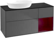 Тумба под раковину Villeroy & Boch Finion 120х50,1 см с подсветкой МДФ антрацит матовый лак/стекло черное матовое GA52HBGK