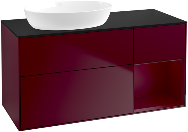 Тумба под раковину Villeroy & Boch Finion 120х50,1 см с подсветкой МДФ пион матовый лак/стекло черное матовое GA52HBHB