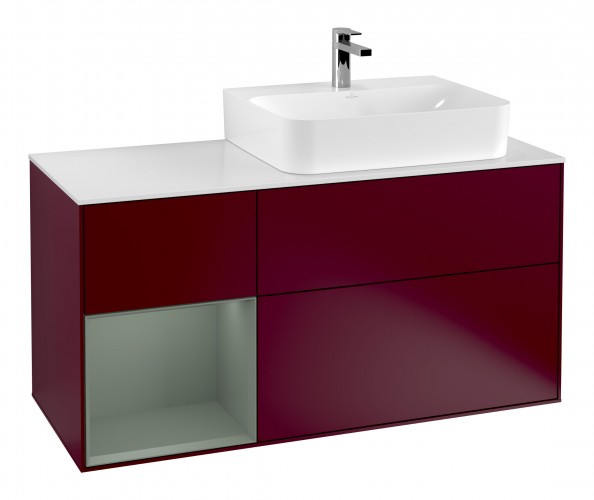 Тумба під раковину Villeroy & Boch Finion 120х50,1 см із підсвічуванням МДФ півонія матовий лак/скло біле матове F141GMHB