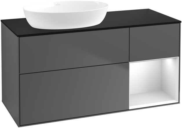 Тумба под раковину Villeroy & Boch Finion 120х50,1 см с подсветкой МДФ антрацит матовый лак/стекло черное матовое GA52MTGK