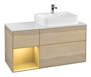 Тумба під раковину Villeroy & Boch Finion 120х50,1 см із підсвічуванням МДФ шпон дуба/скло біле матове F141HFPC