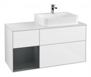 Тумба под раковину Villeroy & Boch Finion 120х50,1 см с подсветкой МДФ глянцевый белый лак/стекло белое матовое F141HGGF