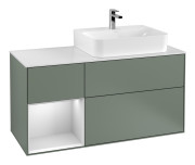 Тумба под раковину Villeroy & Boch Finion 120х50,1 см с подсветкой МДФ оливковый матовый лак/стекло белое матовое F141MTGM