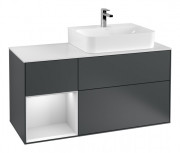 Тумба под раковину Villeroy & Boch Finion 120х50,1 см с подсветкой МДФ темно-синий матовый лак/стекло белое матовое F141MTHG