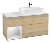 Тумба под раковину Villeroy & Boch Finion 120х50,1 см с подсветкой МДФ шпон дуба/стекло белое матовое F141MTPC