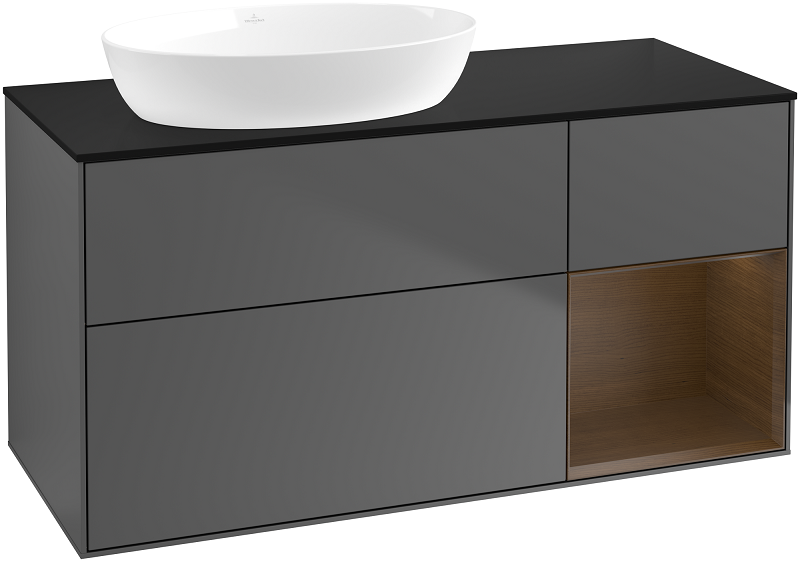 Тумба под раковину Villeroy & Boch Finion 120х50,1 см с подсветкой МДФ антрацит матовый лак/стекло черное матовое GA52GNGK