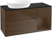 Тумба под раковину Villeroy & Boch Finion 120х50,1 см с подсветкой МДФ шпон грецкого ореха/стекло черное матовое GA52GNGN