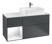 Тумба под раковину Villeroy & Boch Finion 120х50,1 см с подсветкой МДФ антрацит матовый лак/стекло белое матовое F141GFHG