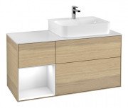 Тумба под раковину Villeroy & Boch Finion 120х50,1 см с подсветкой МДФ шпон дуба/стекло белое матовое F141GFPC