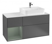 Тумба під раковину Villeroy & Boch Finion 120х50,1 см із підсвічуванням МДФ антрацит матовий лак/скло біле матове F141GMGK