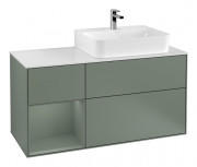 Тумба под раковину Villeroy & Boch Finion 120х50,1 см с подсветкой МДФ оливковый матовый лак/стекло белое матовое F141GMGM