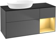 Тумба під раковину Villeroy & Boch Finion 120х50,1 см з підсвічуванням антрацит матовий лак/скло чорне матове GA52HFGK