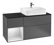 Тумба під раковину Villeroy & Boch Finion 120х50,1 см із підсвічуванням МДФ антрацит матовий лак/скло чорне матове F142MTGK