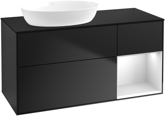 Тумба под раковину Villeroy & Boch Finion 120х50,1 см с подсветкой МДФ черный матовый лак/стекло черное матовое GA52MTPD