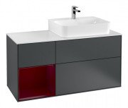 Тумба під раковину Villeroy & Boch Finion 120х50,1 см із підсвічуванням МДФ темно-синій матовий лак/скло біле матове F141HBHG