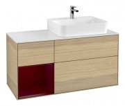 Тумба под раковину Villeroy & Boch Finion 120х50,1 см с подсветкой МДФ шпон дуба/стекло белое матовое F141HBPC