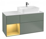 Тумба под раковину Villeroy & Boch Finion 120х50,1 см с подсветкой МДФ оливковый матовый лак/стекло белое матовое F141HFGM