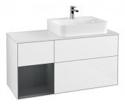 Тумба под раковину Villeroy & Boch Finion 120х50,1 см с подсветкой МДФ глянцевый белый лак/стекло белое матовое F141HGGF