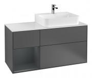 Тумба під раковину Villeroy & Boch Finion 120х50,1 см із підсвічуванням МДФ антрацит матовий лак/скло біле матове F141HGGK