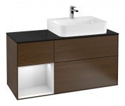 Тумба под раковину Villeroy & Boch Finion 120х50,1 см с подсветкой МДФ шпон грецкого ореха/стекло черное матовое F142MTGN