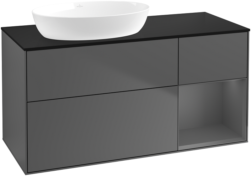 Тумба под раковину Villeroy & Boch Finion 120х50,1 см с подсветкой МДФ антрацит матовый лак/стекло черное матовое GA52GKGK