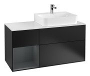 Тумба под раковину Villeroy & Boch Finion 120х50,1 см с подсветкой МДФ черный матовый лак/стекло белое матовое F141HGPD