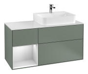 Тумба під раковину Villeroy & Boch Finion 120х50,1 см із підсвічуванням МДФ оливковий матовий лак/скло біле матове F141MTGM