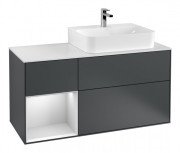 Тумба под раковину Villeroy & Boch Finion 120х50,1 см с подсветкой МДФ темно-синий матовый лак/стекло белое матовое F141MTHG