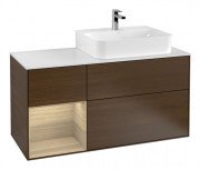 Тумба под раковину Villeroy & Boch Finion 120х50 ,1 см с подсветкой МДФ шпон грецкого ореха/стекло белое матовое F141PCGN