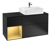 Тумба під раковину Villeroy & Boch Finion 120х50,1 см із підсвічуванням МДФ чорний матовий лак/скло чорне матове F142HFPD