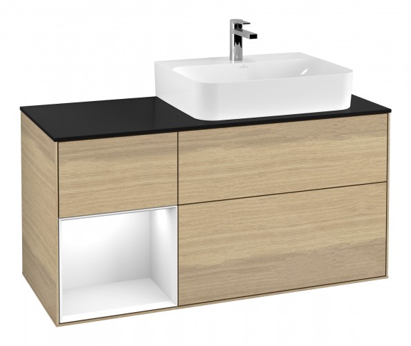 Тумба под раковину Villeroy & Boch Finion 120х50,1 см с подсветкой МДФ шпон дуба/стекло белое матовое F142GFPC