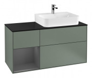 Тумба под раковину Villeroy & Boch Finion 120х50,1 см с подсветкой МДФ оливковый матовый лак/стекло черное матовое F142GKGM