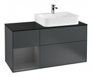 Тумба под раковину Villeroy & Boch Finion 120х50,1 см с подсветкой МДФ антрацит матовый лак/стекло черное матовое F142GKHG