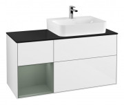 Тумба под раковину Villeroy & Boch Finion 120х50,1 см с подсветкой МДФ глянцевый белый лак/стекло черное матовое F142GMGF