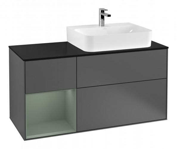 Тумба под раковину Villeroy & Boch Finion 120х50,1 см с подсветкой МДФ антрацит матовый лак/стекло черное матовое F142GMGK