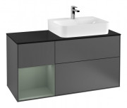 Тумба под раковину Villeroy & Boch Finion 120х50,1 см с подсветкой МДФ антрацит матовый лак/стекло черное матовое F142GMGK