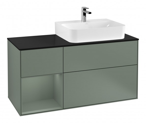 Тумба под раковину Villeroy & Boch Finion 120х50,1 см с подсветкой МДФ оливковый матовый лак/стекло черное матовое F142GMGM