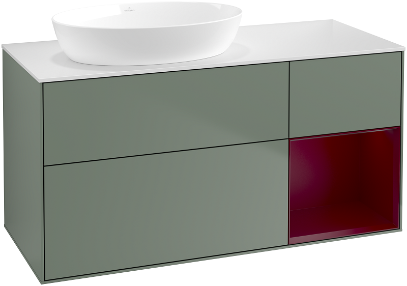 Тумба под раковину Villeroy & Boch Finion 120х50,1 см с подсветкой МДФ оливковый матовый лак/стекло белое матовое GA51HBGM