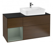 Тумба под раковину Villeroy & Boch Finion 120х50 ,1 см с подсветкой МДФ шпон грецкого ореха/стекло черное матовое F142GMGN