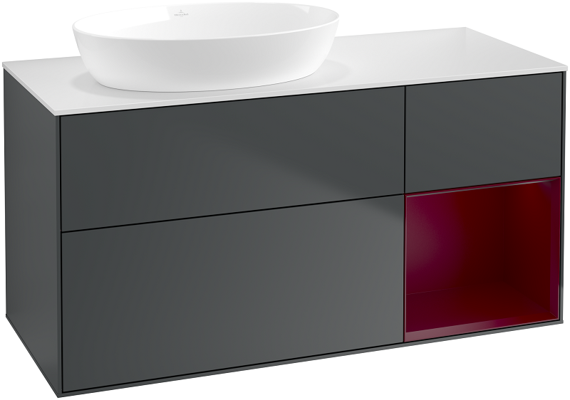 Тумба под раковину Villeroy & Boch Finion 120х50,1 см с подсветкой МДФ темно-синий матовый лак/стекло белое матовое GA51HBHG