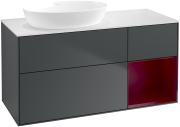 Тумба под раковину Villeroy & Boch Finion 120х50,1 см с подсветкой МДФ темно-синий матовый лак/стекло белое матовое GA51HBHG