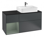 Тумба под раковину Villeroy & Boch Finion 120х50,1 см с подсветкой МДФ темно-синий матовый лак/стекло черное матовое F142GMHG